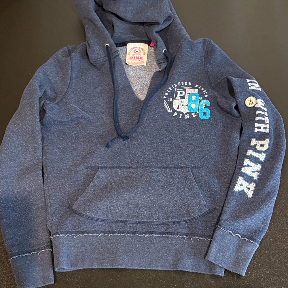 Victoria's Secret Navy Hoodie with Light Blue Details